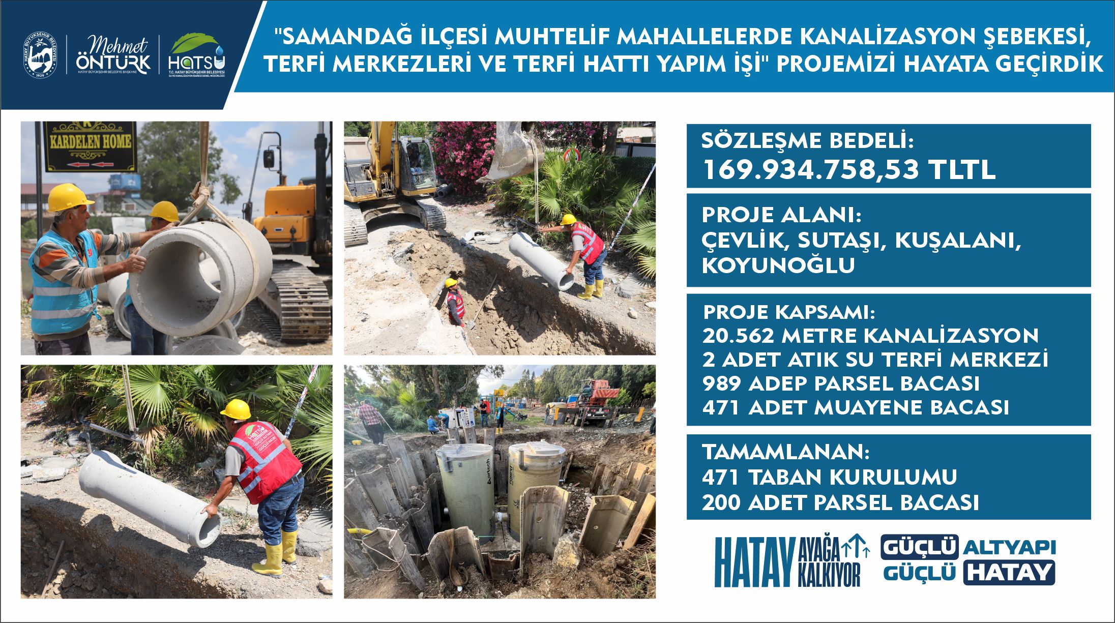 Samandağ İlçesi Muhtelif Mahallelerde Kanalizasyon Şebekesi, erfi Merkezleri ve Terfi Hattın Yapım İşi